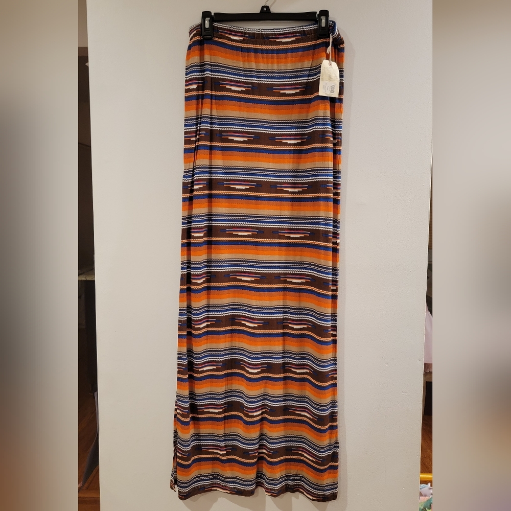 Obey Propaganda Boho Multicolor Sedona Print- Split Side Maxi Skirt Size L NWT